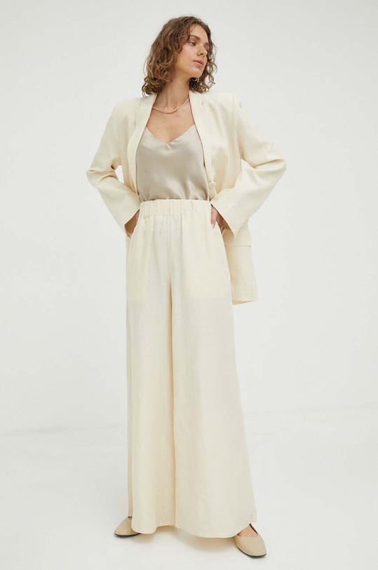 Штани з домішкою льону By Malene Birger Campine з додаванням льону бежевий Q71784001