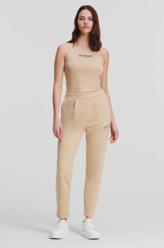 Karl Lagerfeld pantaloni de trening tricotaj bej 235W1053