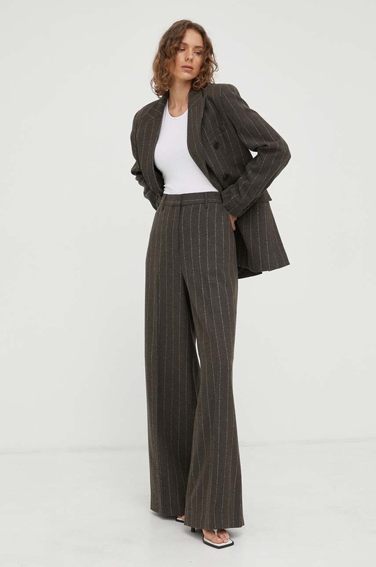 Μάλλινα παντελόνια Remain 5006291698 καφέ AW23
