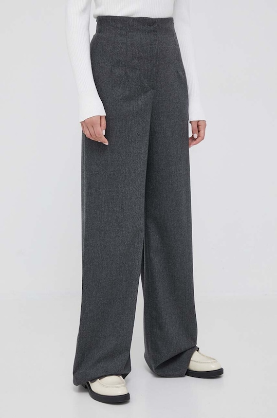 Emporio Armani pantaloni de lana cu elastan gri H4NP37.E2109