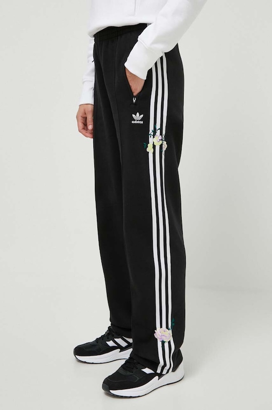 Παντελόνι φόρμας adidas Originals πλεκτό ύφασμα μαύρο IJ7086