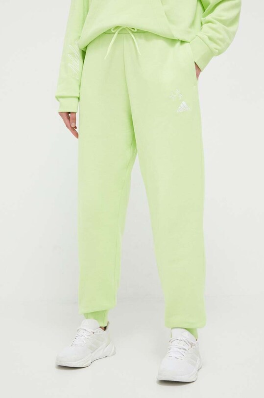 Βαμβακερό παντελόνι adidas βαμβάκι πράσινο IJ8768