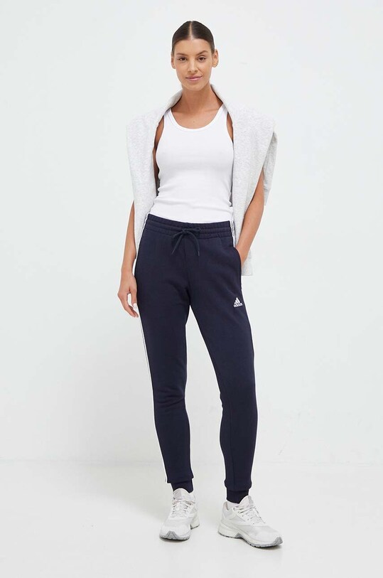 adidas pantaloni de trening din bumbac IC9923 bleumarin NC24