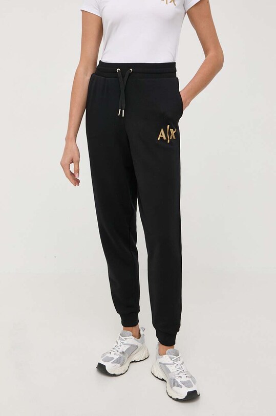 Bombažen spodnji del trenirke Armani Exchange Pletenina črna 6RYP71.YJDBZ