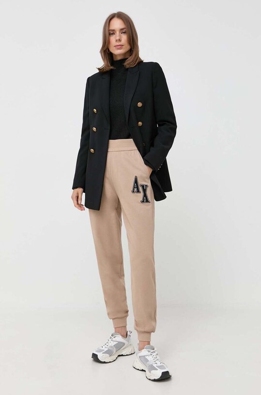 Armani Exchange spodnie dresowe 6RYP78.YJEBZ beżowy AW23