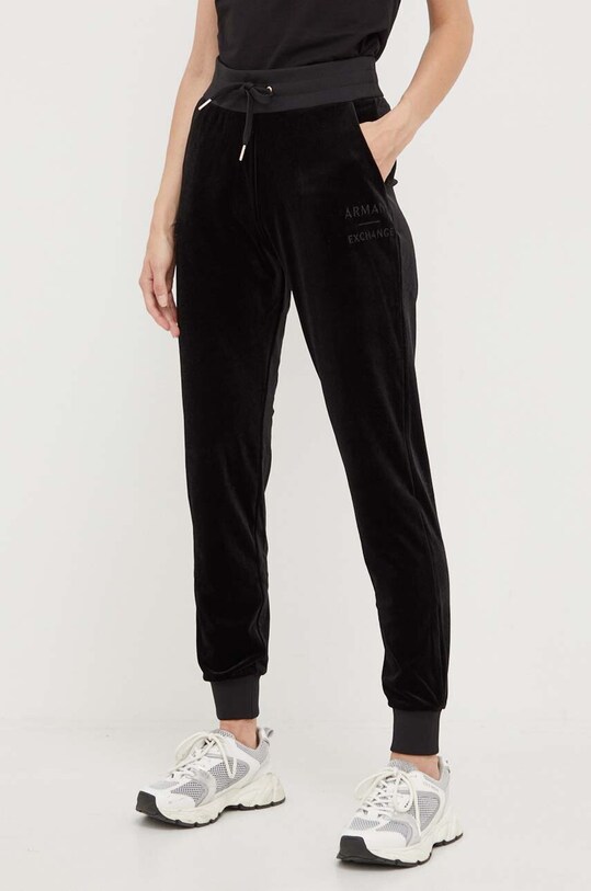 Armani Exchange spodnie dresowe aplikacja czarny 6RYP85.YJ9WZ