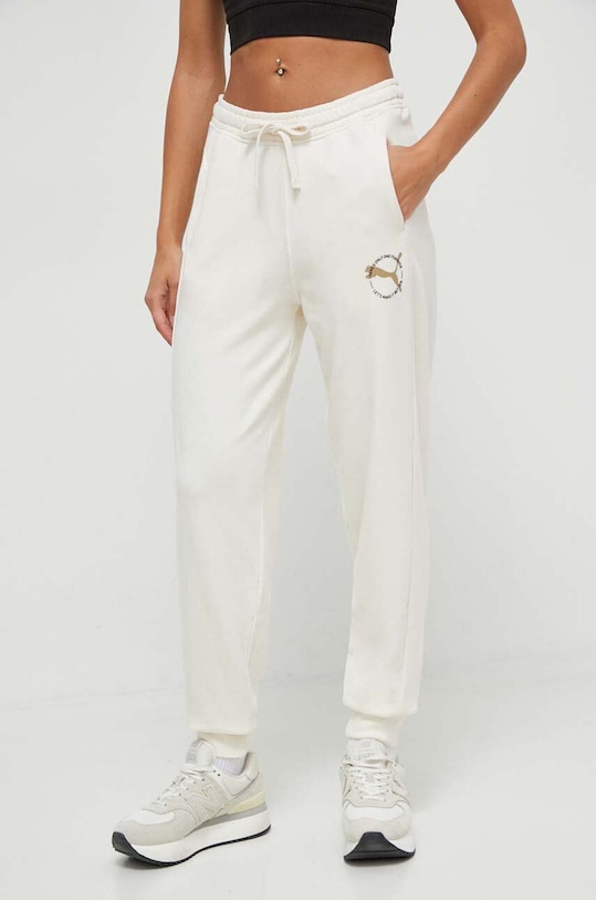 Puma pantaloni de trening tricotaj bej 676069