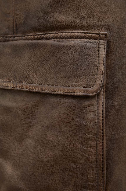 Herskind spodnie skórzane brązowy 4914960