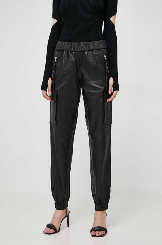 Notes du Nord pantaloni de piele 13288 negru AW23