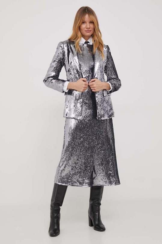 Šaty United Colors of Benetton 4NDEDV06K.901 stříbrná AW23