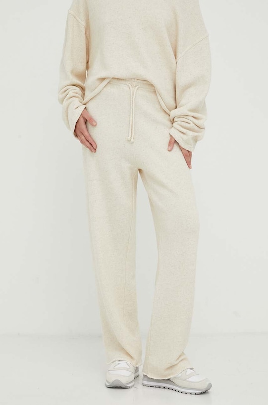 American Vintage melegítőnadrág lenvászonnal len szállal bézs ITO05AH23