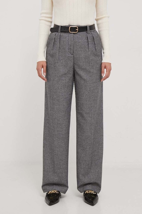 Брюки с примесью шерсти United Colors of Benetton прямой чёрный 40DWDF03Y.901