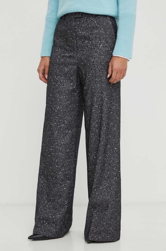 BOSS pantaloni din lana cu modele negru 50498474