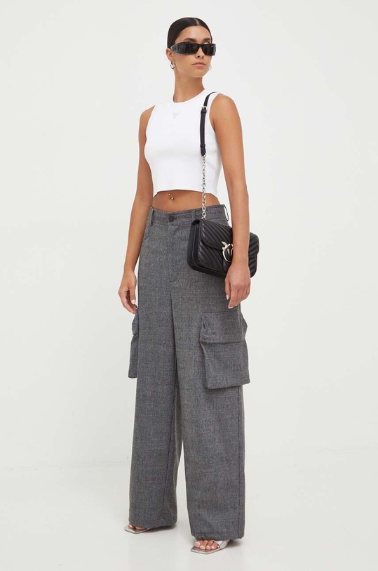 Pinko spodnie z domieszką wełny szary 102386.A07P