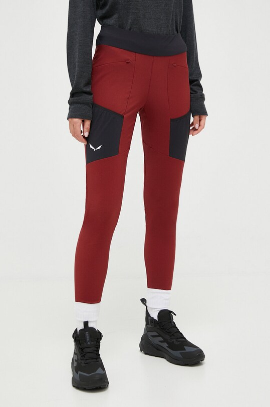 Παντελόνι εξωτερικού χώρου Salewa Puez Warm Durastretch Cargo ύφασμα μπορντό 00.0000028483