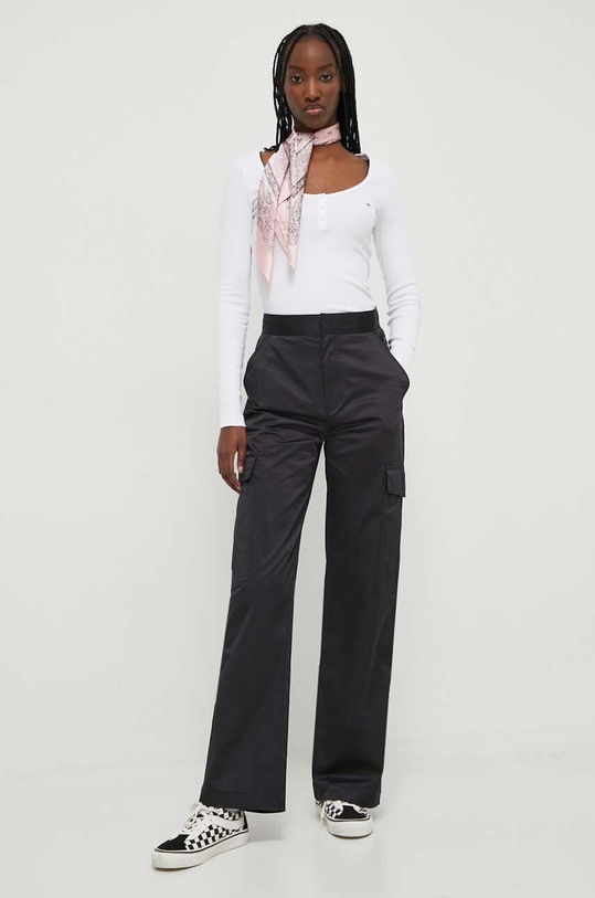Tommy Jeans spodnie z elastanem czarny DW0DW16392