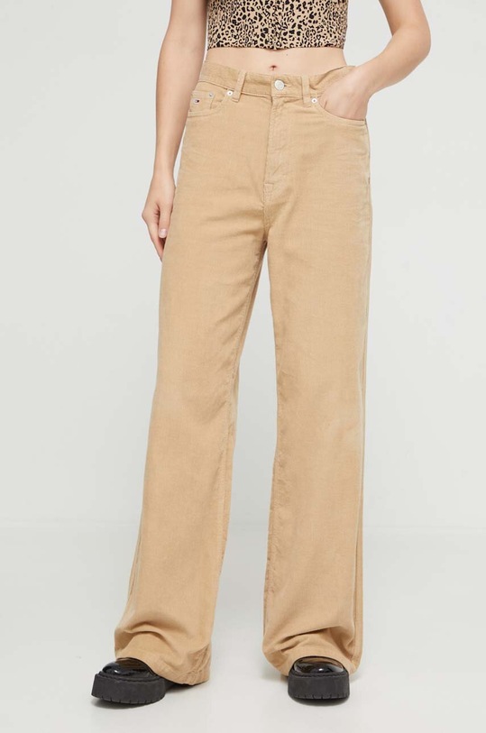 Tommy Jeans pantaloni de catifea cord drept bej DW0DW16902