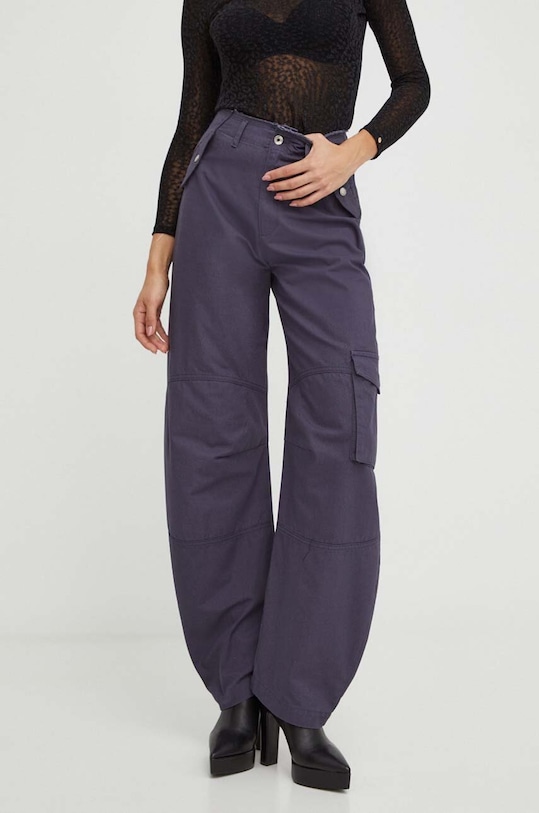 Patrizia Pepe pantaloni in cotone alta blu navy 2P1550.D053