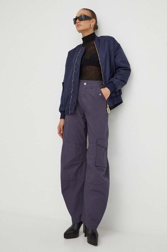 Patrizia Pepe pantaloni de bumbac 2P1550.D053 bleumarin AW23
