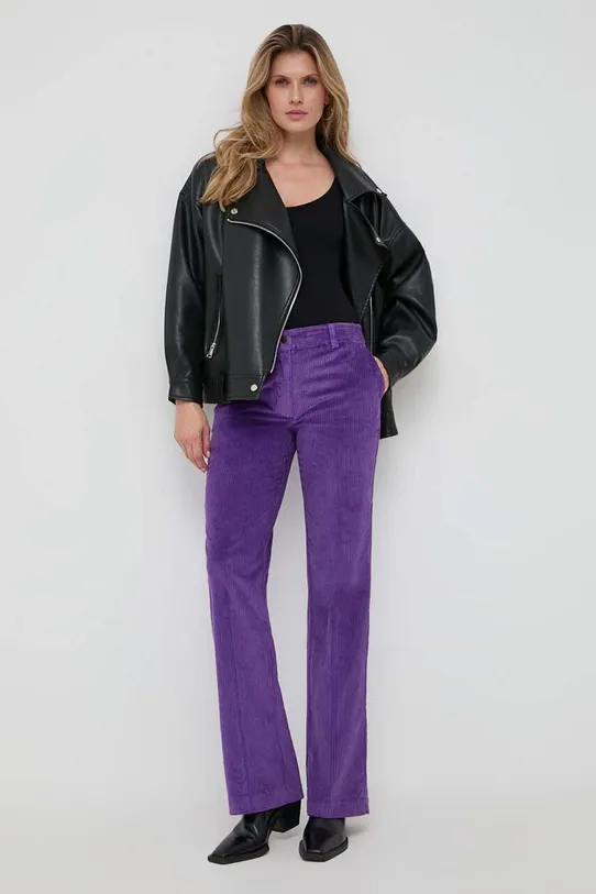 Twinset spodnie sztruksowe 232TT2364 fioletowy AW23