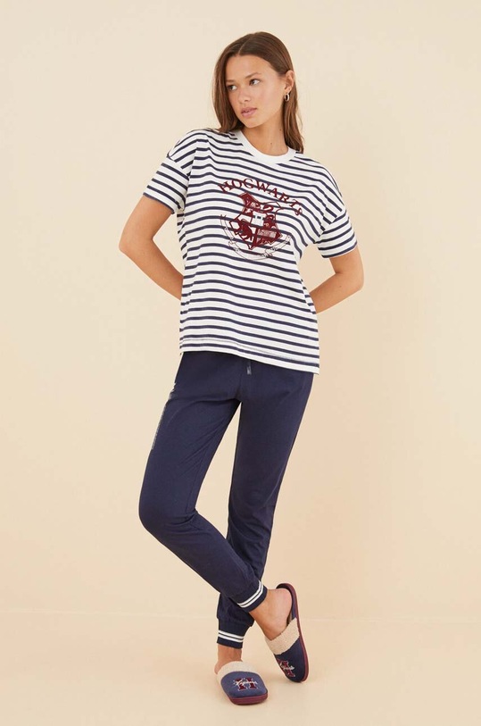 Pamučni donji dio trenirke women'secret Mix & Match HARRY POTTER COLLEGE pamuk mornarsko plava 3706006