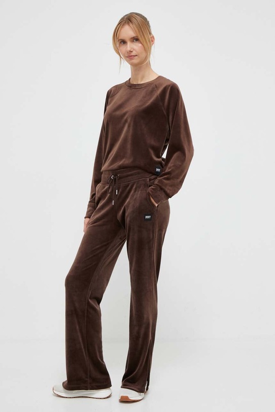 Dkny spodnie dresowe z elastanem brązowy DP3P2744