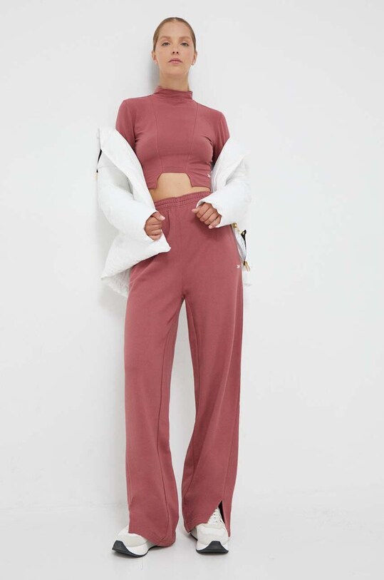 Reebok Classic pantaloni de trening din bumbac bumbac roz 100036350