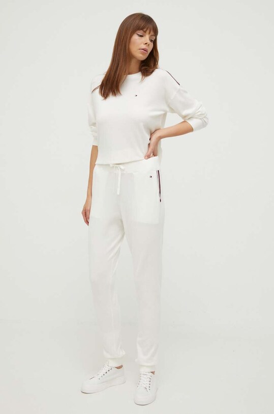 Παντελόνι lounge Tommy Hilfiger πλεκτό ύφασμα μπεζ UW0UW04769