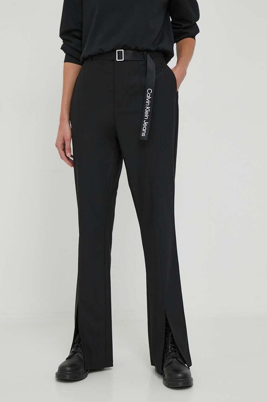 Παντελόνι Calvin Klein Jeans ψηλή μαύρο J20J222332