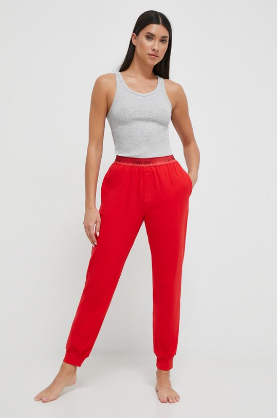 Παντελόνι lounge Calvin Klein Underwear πλεκτό ύφασμα κόκκινο 000QS7045E