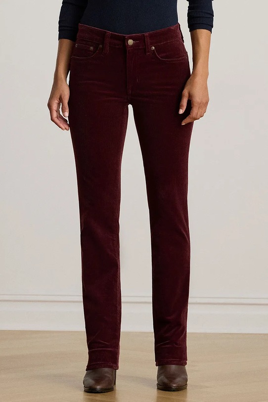 Lauren Ralph Lauren spodnie sztruksowe 200881935 bordowy AW25
