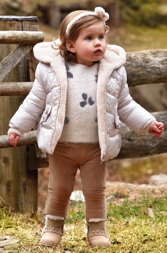 Mayoral pantaloni din catifea pentru copii cu elastan bej 514.4D.Baby.9BYX