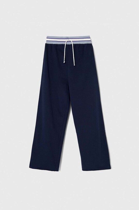 Detské bavlnené tepláky Sisley 3J68XF00Z.G.SEASONAL tmavomodrá AW23