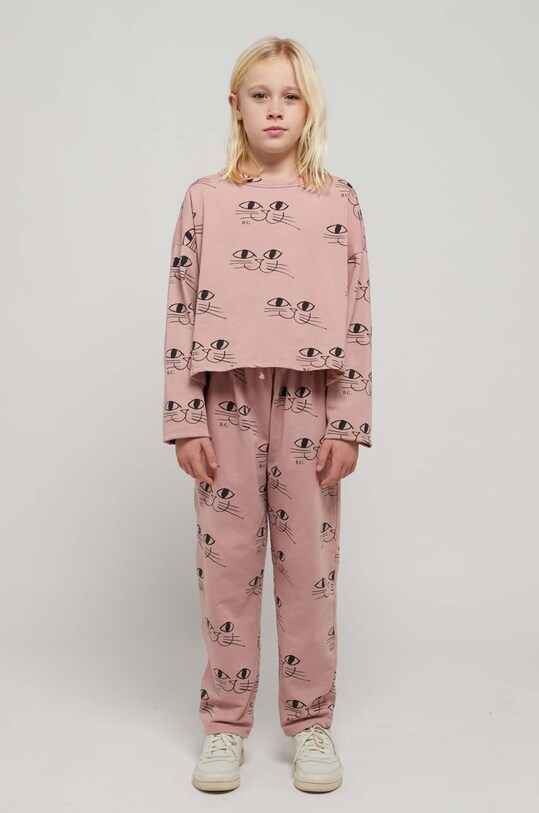Bobo Choses pantaloni de trening din bumbac pentru copii bumbac roz 223AC071