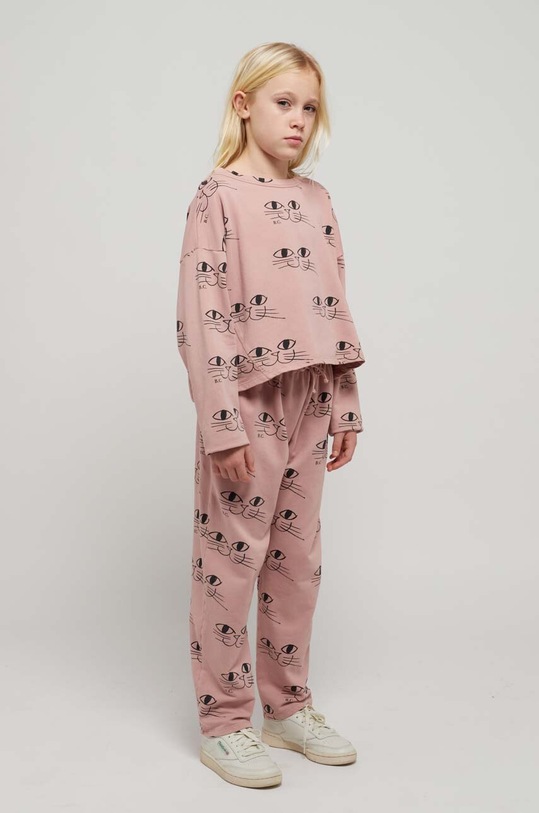 Bobo Choses spodnie dresowe bawełniane dziecięce 223AC071 różowy