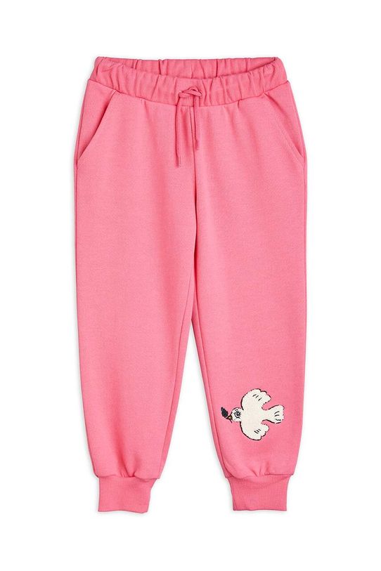 Dječji pamučni donji dio trenirke Mini Rodini Mini Rodini x Wrangler pletivo roza 2383010728