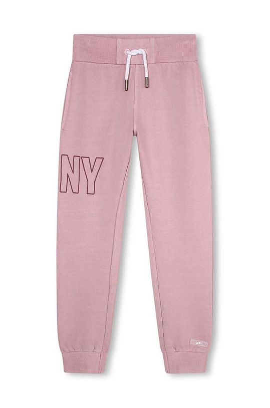Dkny spodnie dresowe bawełniane dziecięce nadruk fioletowy D54000.162.174