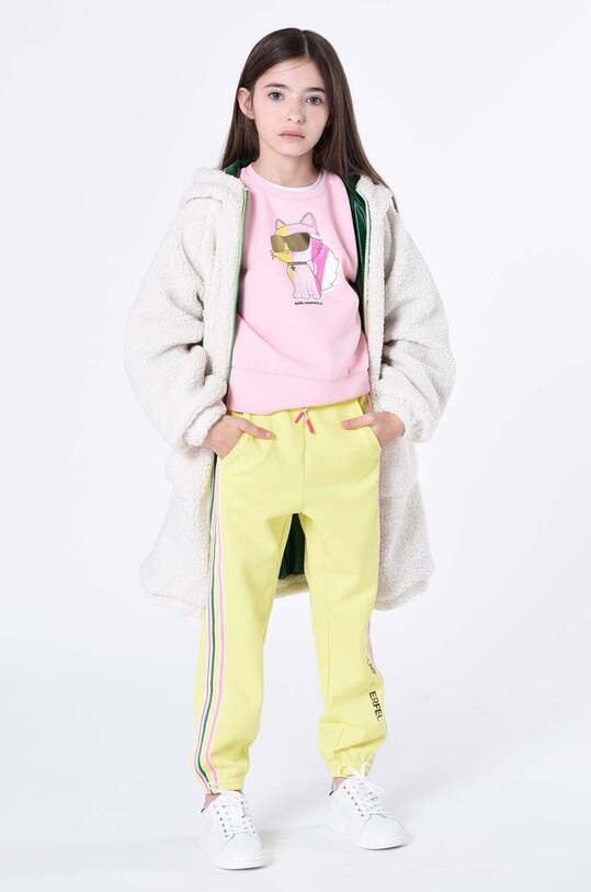 Karl Lagerfeld pantaloni de trening pentru copii tricotaj galben Z14218.162.174