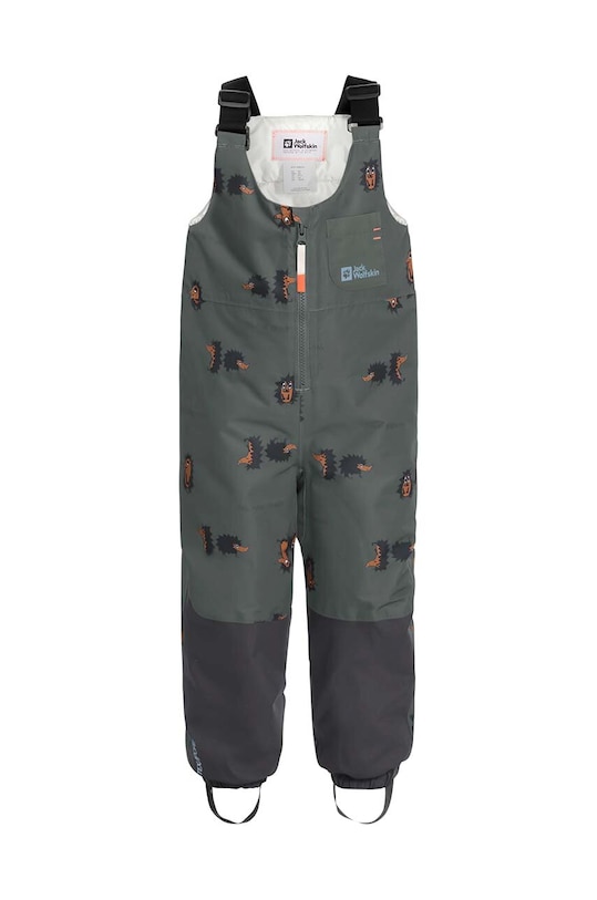 Jack Wolfskin pantaloni pentru sporturi de iarna pentru copii GLEEL 2L INS PRINT BIB panza gri 1610451