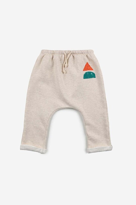 Bobo Choses pantaloni de trening din bumbac pentru bebeluși 223AB067 bej AW23
