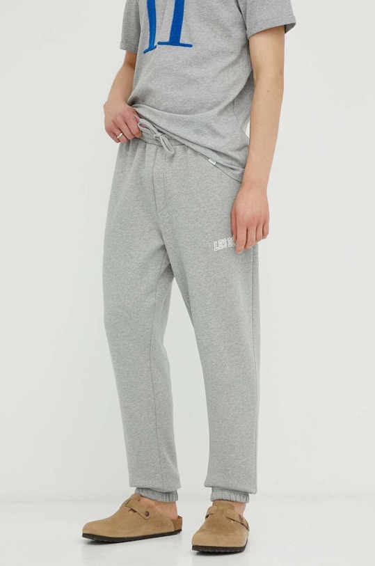 Les Deux spodnie dresowe bawełniane nadruk szary LDM530028