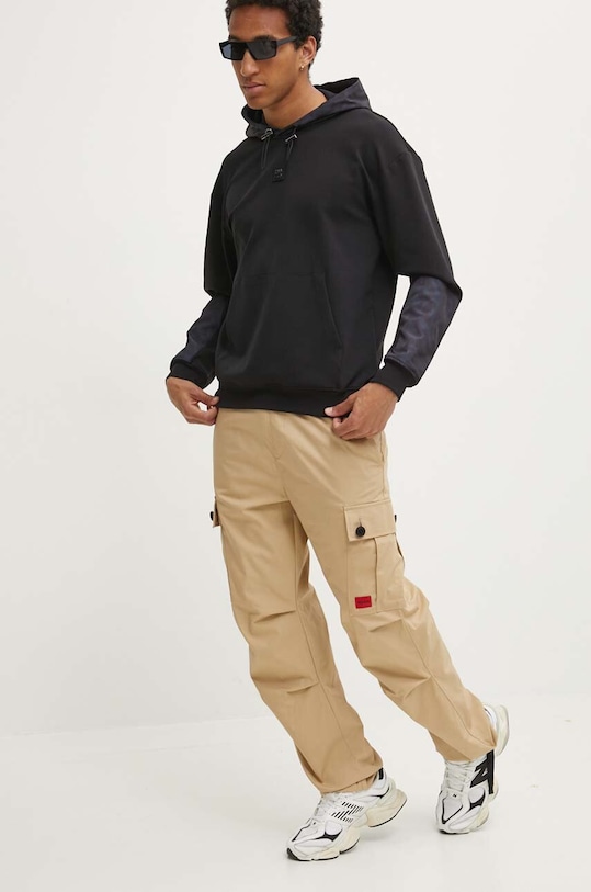 HUGO spodnie bawełniane Garlo233 50493865 beżowy AW25