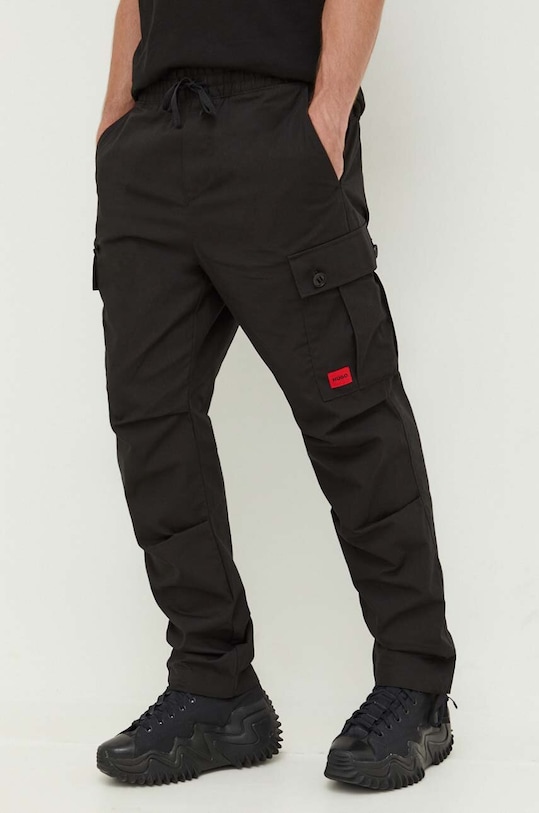 HUGO spodnie bawełniane 50493865 czarny AW25