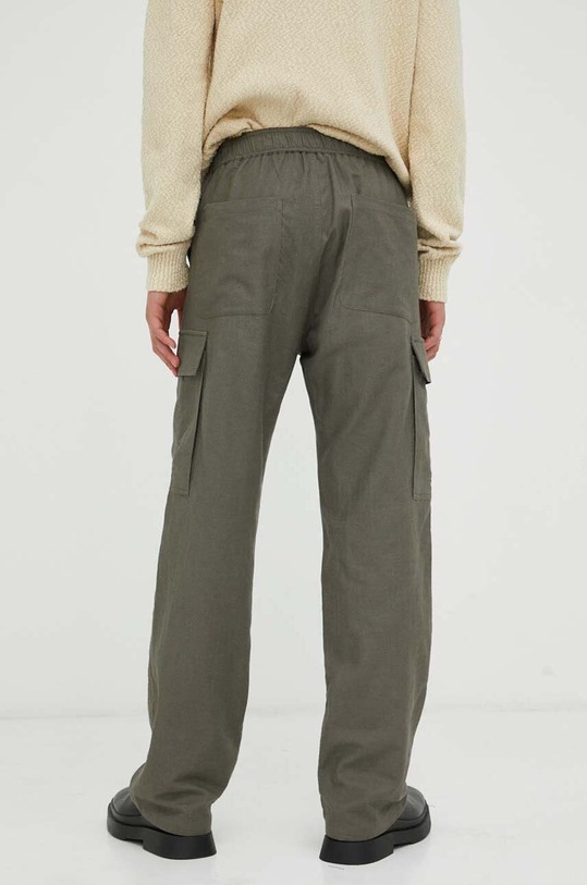 Odzież Samsoe Samsoe spodnie z domieszką lnu M23200065 zielony