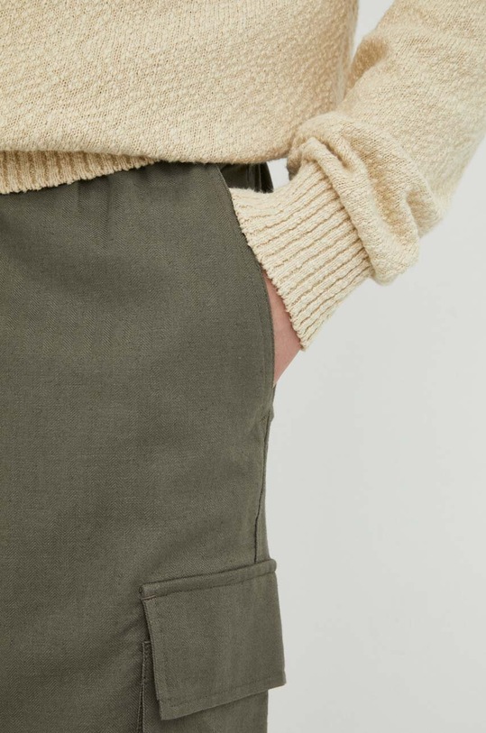 Samsoe Samsoe spodnie z domieszką lnu zielony M23200065