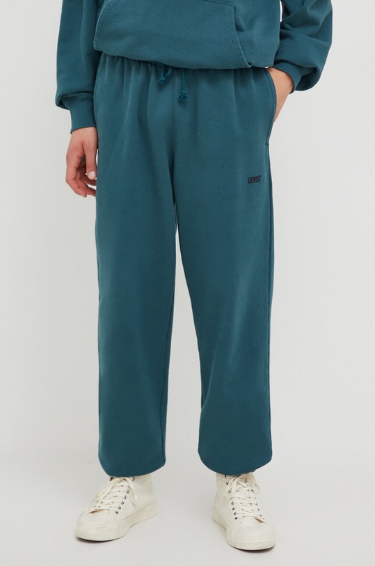 Βαμβακερό παντελόνι Levi's απλικέ τιρκουάζ A3782.0024