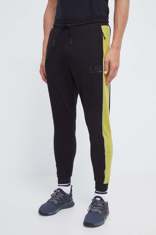 EA7 Emporio Armani spodnie dresowe wzorzyste czarny 6RPP64.PJ07Z