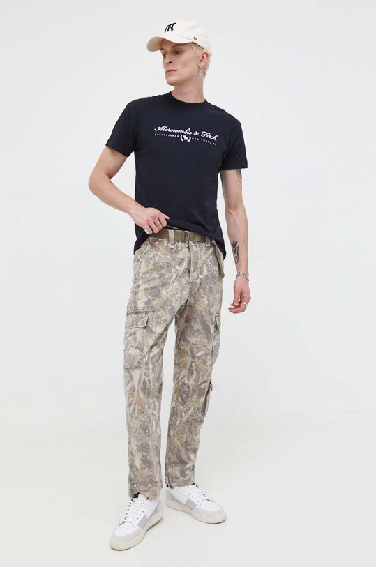 Βαμβακερό παντελόνι Abercrombie & Fitch KI130.3062.336 πράσινο AW23