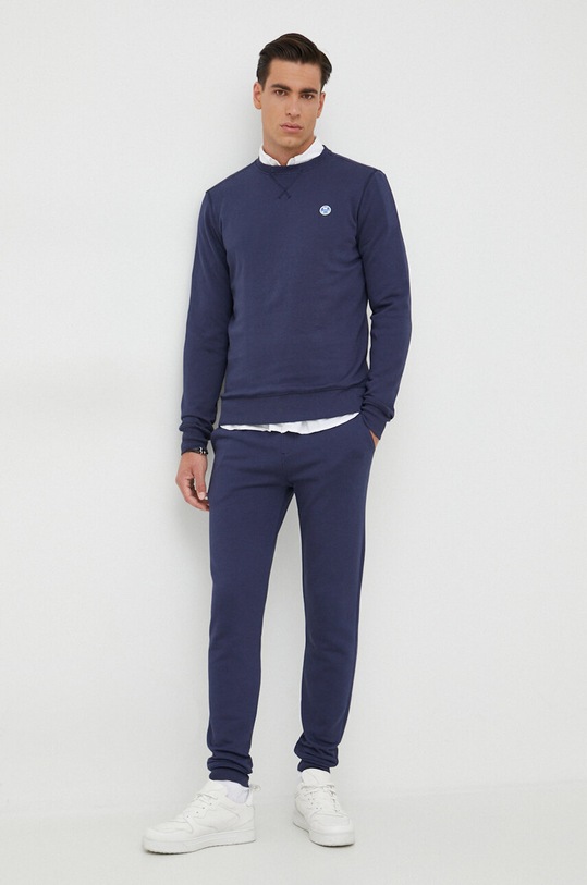 North Sails pantaloni de trening din bumbac 673025 bleumarin AW23