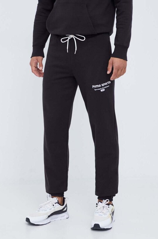 Bavlněné tepláky Puma pletenina černá 621328